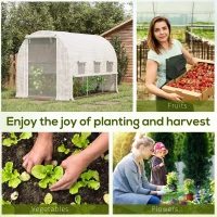 Outsunny 116.25" x 78.75" x 78.75" Walk-in Tunnel Greenhouse, Mesh Windows, Bottom Vents, Zippered Door, PE Cover, Heavy Duty Steel Frame, White(m-7)