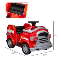 Qaba 12V Ride on Fire Truck with Siren, Flashing Lights Fire Extinguisher, Soft Start, Horn Music, Red(m-3)