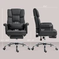 HOMCOM Executive Office Chair with Footrest and Lumbar Support, PU Leather Desk Chair, Ergonomic, Reclining and Swivel, Black(m-3)