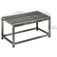 Outsunny Patio Rattan End Table, Outdoor Side Table with Full Woven Table Top for Garden, Balcony, Mixed Grey(m-3)