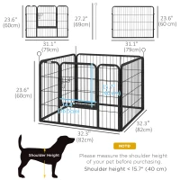 PawHut Metal Pet Playpen with Gate Indoor Outdoor for Small Animal(m-3)