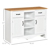 HOMCOM 42" Sideboard Buffet Cabinet, Accent Kitchen Cabinet with Storage Drawers and Adjustable Shelves for Living Room, White(m-3)
