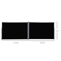 Outsunny 20' Double Retractable Patio Side Awning Garden Sun Shade with UV-Fighting Screen, Auto Pull-Back Function, & Steel Frame, Outdoor or Indoor Use, Black(m-3)