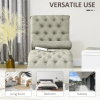 HOMCOM Button Tufted Chaise Lounge Chair Indoor Upholstered Lounge Chair with Bolster Pillow Wood Legs Nailhead Trim for Living Room Bedroom Home Office Beige(m-6)