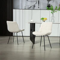 HOMCOM 2 Pieces Dining Chairs, Set of 2 Upholstered Kitchen Chairs with Padded Seat and Steel Legs for Living Room Cream White(m-1)