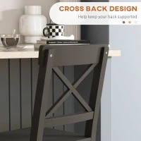 HOMCOM Counter Height Stools Set of 2, Farmhouse Bar Stools with Backs, Solid Wood Counter Stools for Kitchen Island(m-5)