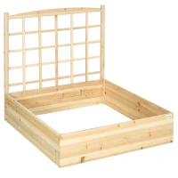 Outsunny Wood Planter Box with Trellis for Climbing Plants, Raised Garden Bed for Outdoor Flowers Herbs, 43"x46"x47", Natural(m-11)