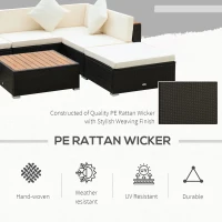 Outsunny 6 Piece Patio Furniture Set, All Weather Outdoor Rattan Sectional Sofa Couch with Chaise Lounge Sides, Coffee Table & Chairs, Conversation Set with Pillows & Cushions, Gray(m-4)