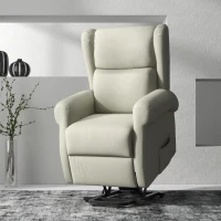 HOMCOM Wingback Lift Chair for Elderly, Power Chair Recliner with Footrest, Remote Control, Side Pockets, Cream White(m-8)