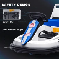 Aosom Bumper Car for Kids, 360° Rotation 6V Electric Ride On Bumper, White(m-6)