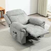 HOMCOM Manual Recliner Chair with Vibration Massage, Side Pockets, Microfibre Reclining Chair for Living Room, Grey(m-7)