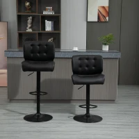 HOMCOM Bar Height Bar Stools Set of 2 with Adjustable Seat, Adjustable Swivel Barstools with Thick Padded Cushion and Metal Footrest for Home Bar, Black(m-10)