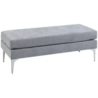 HOMCOM 48 Inches Upholstered Bedroom Bench, Modern End of Bed Bench with Double Layer Seat Cushions and Steel Legs, Light Gray(m-1)