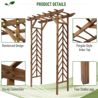 Outsunny 79in Wooden Garden Arbor Arch Trellis with Classic Countryside Style, Pergola Style Roof for Climbing Vines for Ceremony Party Weddings(m-4)