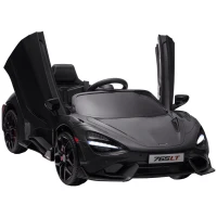 Qaba McLaren 765LT Licensed 12V Kids Electric Car w/ Scissor Doors, Transport Wheels, Remote, Slow Start, Music Horn Black(m-11)