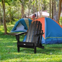 Outsunny Folding Adirondack Chair, HDPE Fire Pit Chair, Weather Resistant Outdoor Chair for Patio, Garden, Backyard, Lawn, Black(m-10)