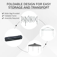 Outsunny 10' x 10' Pop Up Canopy Tent with Airy Top Vents and Wheeled Carry Bag for Outdoor, Garden, Patio, Dark Grey(m-6)