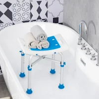 HOMCOM Height Adjustable Shower Chair, 16.7"W Aluminum Shower Stool for Inside Shower with Suction Cup Feet, EVA Padded Bath Seat for Senior, Elderly, Disabled(m-8)