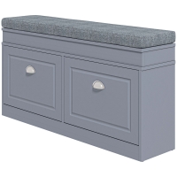 HOMCOM Modern Shoe Storage Bench, Entry Way Bench with Cushion, 2 Drawers, Storage Ottoman Bench, Holds 8 Pairs, Gray