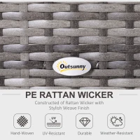 Outsunny 5PC Patio Furniture Set Outdoor Garden Rattan Wicker Sofa Cushioned Half-Moon Seat Deck with Pillow, Table, Grey(m-4)