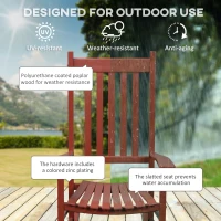 Outsunny Outdoor Rocking Chair, Patio Rocking Chair with Smooth Curves, High Density Wooden Rockers for Lawn Garden Porch, Supports Up to 350lbs, Wine Red(m-5)