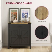 HOMCOM 32.5" Farmhouse Storage Sideboard Buffet Cabinet with Drawer and Shelf for Living Room Entryway White(m-6)