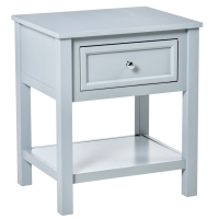 HOMCOM Accent End Table, Sofa Side Table with Storage Drawer and Bottom Shelf for Living Room,Gray