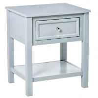 HOMCOM Accent End Table, Sofa Side Table with Storage Drawer and Bottom Shelf for Living Room,Gray(m-1)