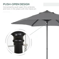 Outsunny 6.6FT Patio Umbrella, Outdoor Parasol with 6 Solid Ribs, Dark Grey(m-7)