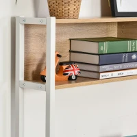 HOMCOM 55 Inch L Shaped Computer Desk with Hutch, Corner Desk for Home Office and Study, Writing Workstation with 2 Storage Compartments, Natural Wood Color(m-9)