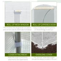 Outsunny 14.6x6.6x6.6ft Walk-in Tunnel Greenhouse Portable Garden Plant Growing Warm House with Door and Ventilation Window White(m-4)