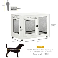 PawHut 37" Dog Crate Furniture with Cushion, Double Doors for Large Dogs, White(m-3)