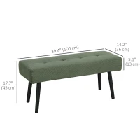 HOMCOM 39" Upholstered Ottoman Bench, Corduroy Entryway Bedroom Bench with Padded Seat and Steel Legs for Bedroom, Green(m-3)