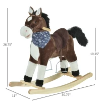 Qaba Kids Plush Ride-On Rocking Horse Toy Cowboy Rocker with Fun Realistic Sounds for Child 3-6 Years Old, Brown(m-3)