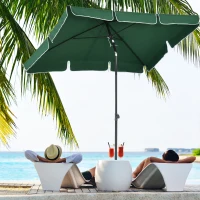 Outsunny 6.5x4ft Rectangle Patio Umbrella Aluminum Tilt Adjustable Garden Parasol Sun Shade Outdoor Canopy Green(m-8)