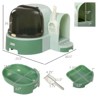 PawHut Cat Litter Box Easy to Clean Open with Scoop, Green(m-3)