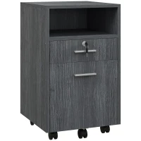 Vinsetto Small Filing Cabinet with 2 Drawers, Lockable Home Office Storage Cabinets on Wheels for A4, Letter Size, Grey(m-2)