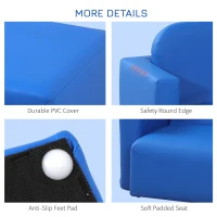 Qaba Kids Sofa, 2-in-1 Multi-Functional Toddler Table and Chair, Children Armchair Sturdy Couch for 3-9 Years Old, Blue(m-4)