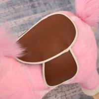 Qaba Rocking Horse Plush Animal on Wooden Rockers, Baby Rocking Chair with Sounds, Moving Mouth, Wagging Tail, Pink(m-9)
