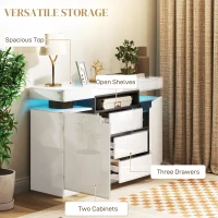 HOMCOM Sideboard Storage Cabinet with LED Lights, White(m-5)
