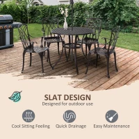 Outsunny 5 Pieces Outdoor Dining Set, Cast Aluminium Patio Table and Chairs with Parasol Hole, Patio Dining Set for 4, Brown(m-6)