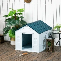 PawHut Pet House Water Resistant Puppy Shelter with Door for Indoor Outdoor, Easy to Assemble, for Large Dogs, Blue(m-10)