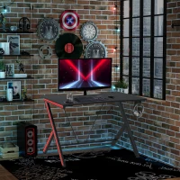 HOMCOM 41 inch Gaming Computer Desk, Home Office Gamer Table Workstation with Cup Holder and Headphone Hook(m-8)