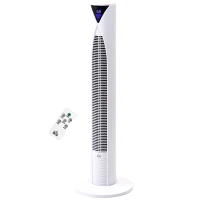 HOMCOM 38 Inch Tower Fan for Bedroom Cooling, 70°Oscillating Fan with 3 Speeds, 12H Timer, and Remote Control, Standing Floor Fan for Home Office, White(m-11)