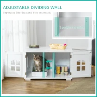 PawHut Cat Litter Box Enclosure Hidden Cat Furniture Cabinet Indoor Cat Washroom Double-door Nightstand End Table with Cat Hole Window White(m-5)