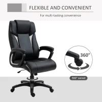 Vinsetto Ergonomic High Back Executive Office Chair with Padded Armrests, Adjustable Height PU Leather Computer Desk Chair with Breathable Mesh Backrest, 360° Swivel, Rocking Feature, Wheels(m-7)