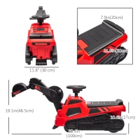 Aosom 3 in 1 Ride on Excavator Bulldozer Road Roller w/ Music Red(m-3)