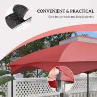 Outsunny 10' x 12' 2-Tier Gazebo Cover, Patio Gazebo Canopy Replacement with Drainage Holes for 84C-210 Series, Wine Red(m-6)