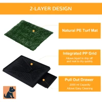 PawHut Dog Grass Pad with Tray, Artificial Grass for Dogs, Doggy Bathroom Toilet Potty Tray Indoor Outdoor Puppy Potty Training (51 x 63 CM)(m-5)