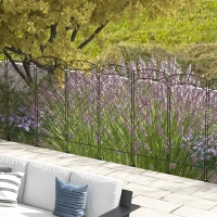 Outsunny 7 Pack Garden Fencing for Yard, Decorative Fence Panels as Animal Barrier and Flower Edging, Black(m-1)